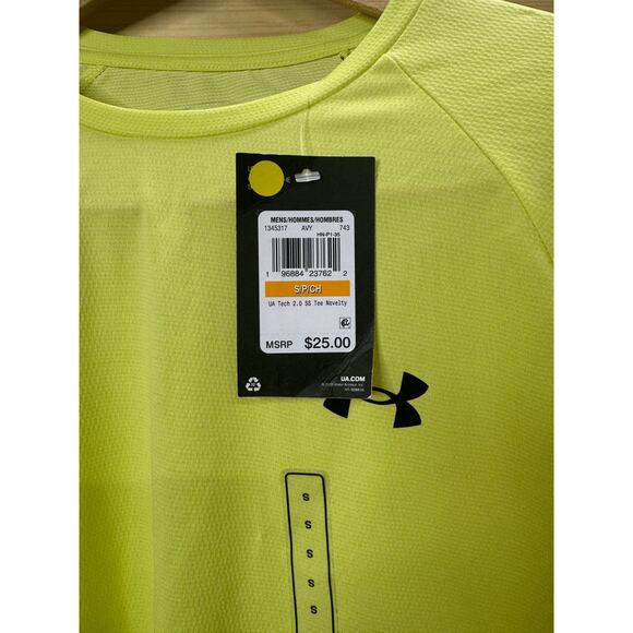 Under Armour Tech Tee T-Shirt Yellow Adult Small NWT! - Picture 3 of 3